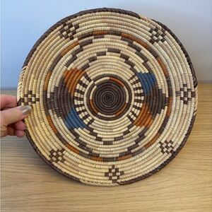 Vintage Handwoven Coil Basket Gorgeous Blend of Colors 11.5”